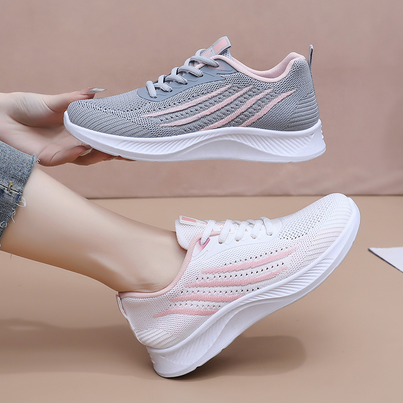 Women Autumn Mesh Casual Sneak - Knit Fabric Lace Up Sneakers review and price