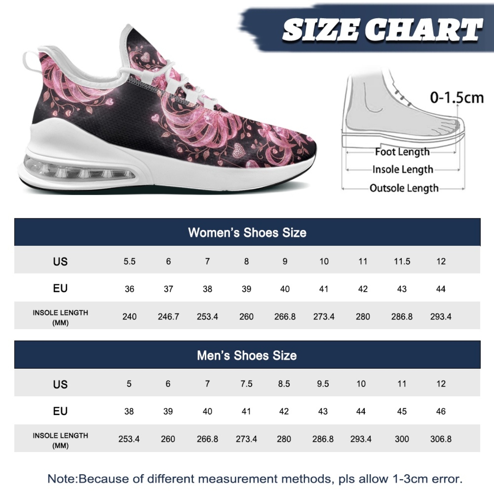 PENSTROLL Pink Heart Floral Co - Breathable Mesh Athletic Shoes review and price
